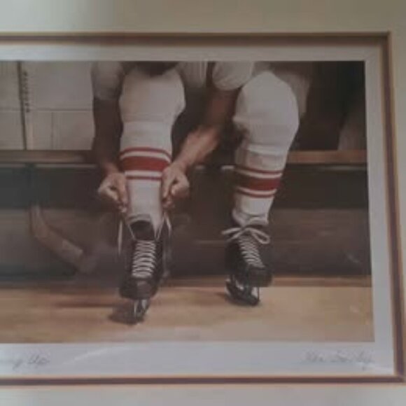 Hockey Art Work "Lacing up" By Ken Danby - Picture 1 of 4